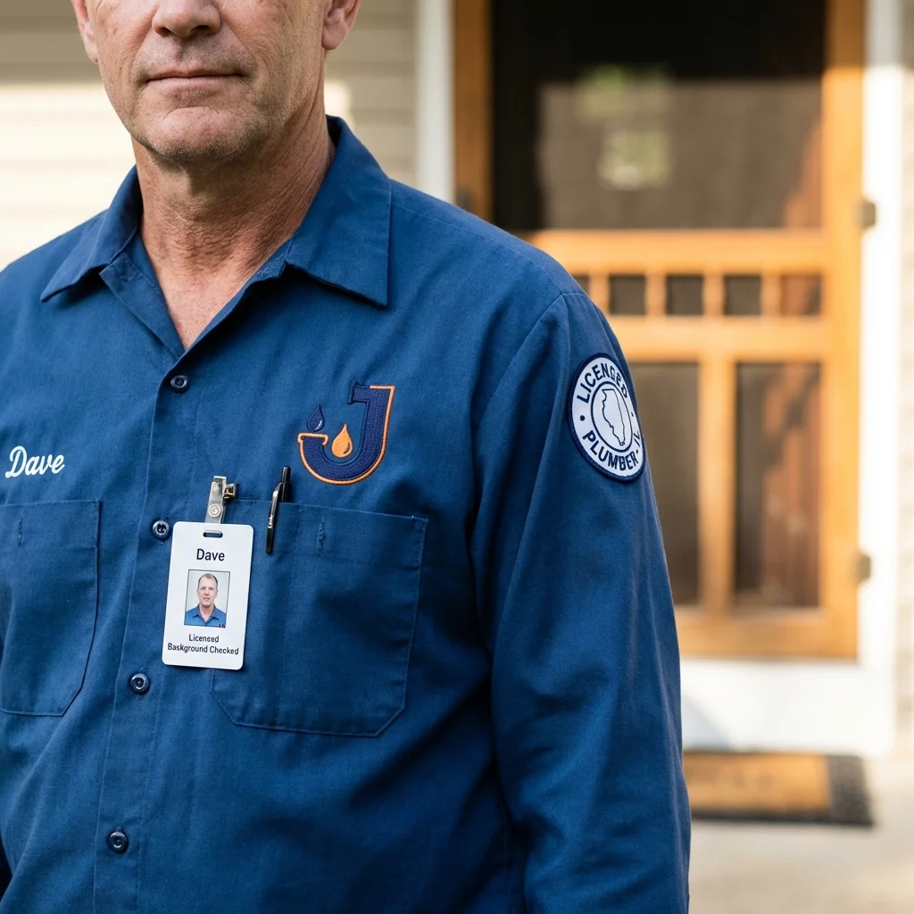 Licensed plumber showing ID badge in Chatsworth, GA