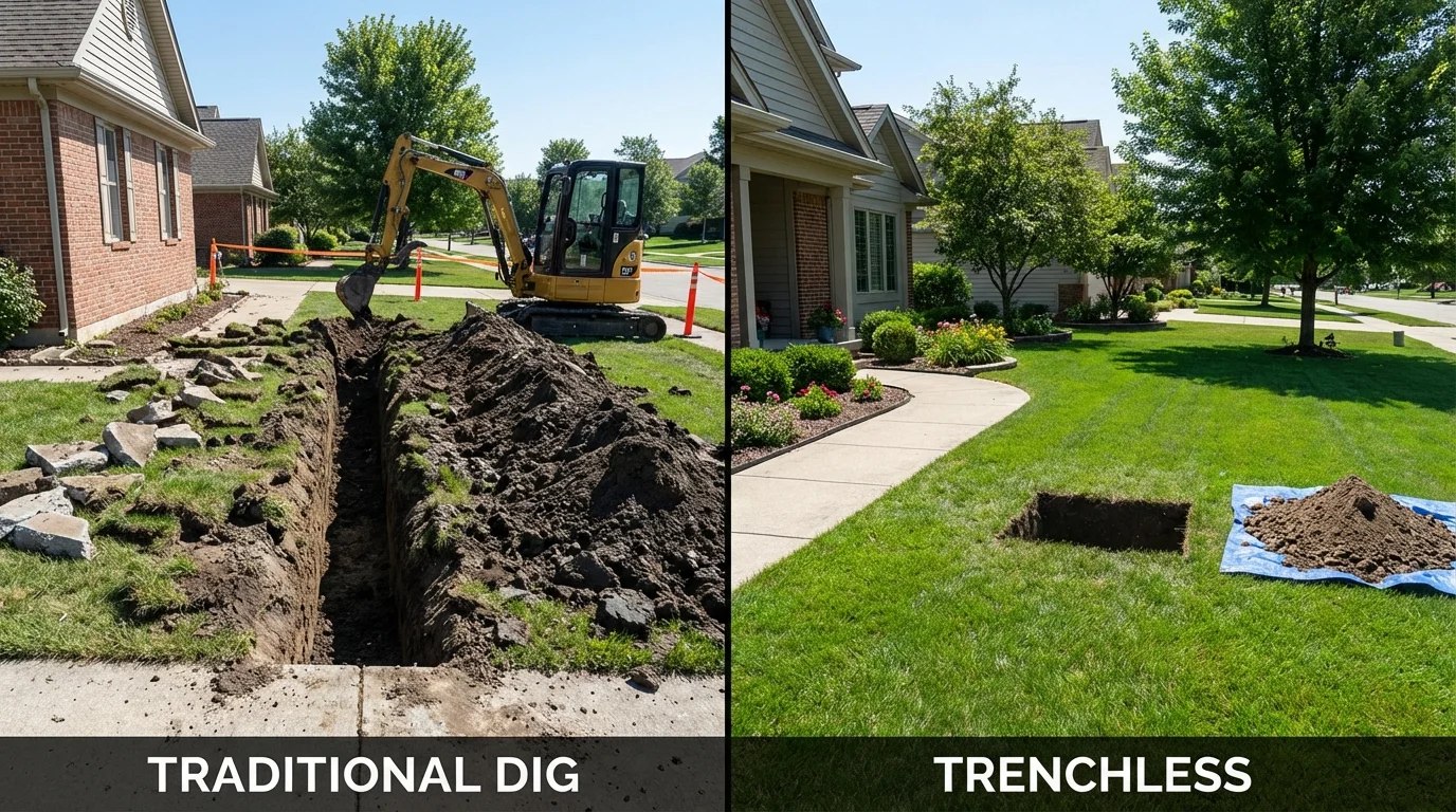 Trenchless sewer repair with minimal yard damage versus traditional excavation in Chatsworth, GA
